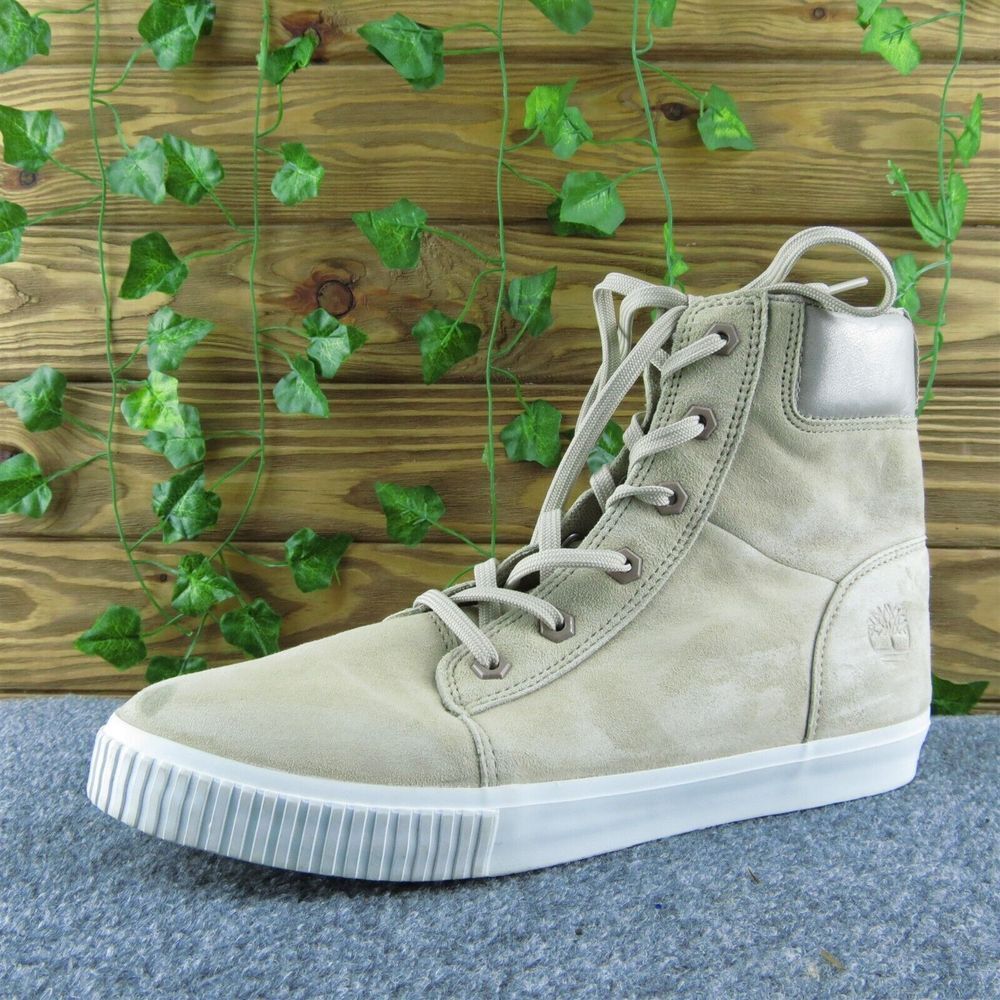 Timberland Skyla‎ Women Ankle Boots Beige Nubuck Lace Up Size 11 Medium